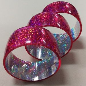 3 Glitter Fuchsia Bracelets